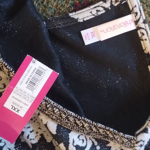 Xhilaration NWT Black & White Jacquard Fit + Flare Keyhole Back Dress XXL - Picture 5 of 16